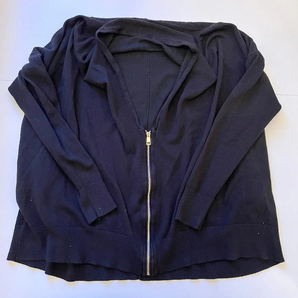 Zara Knit Black Cardigan Sweater Gold Zip Classic Careerwear Oversized Boxy Sz S - Picture 7 of 10